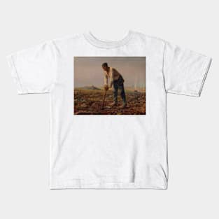 Man with a Hoe by Jean-Francois Millet Kids T-Shirt